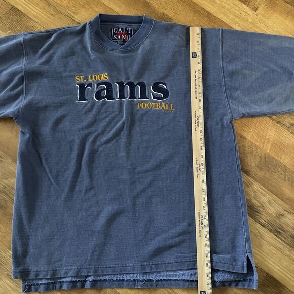 Vtg 90s Y2K St Louis Rams Football FADED Distressed Blue Galt Sand Sweatshirt XL - Picture 11 of 11
